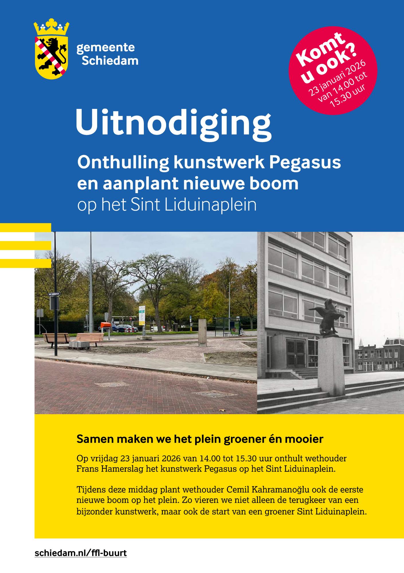  voorkant uitnodiging onthulling Pegasusbeeld en eerste nieuwe boom